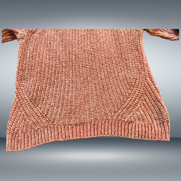 Pink Rose Soft Chenille Mauve Pink Cable Knit Sweater - Picture 3 of 5